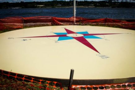 Striking compass rose at Highland Landing Park nears completion