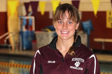 Kingston’s Taylor Robey representing the school at state swim meet
