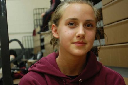 Fiona Bevin becomes the first New Paltz girl to win a wrestling match