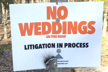 Signs posted to protest weddings at Olive venue burned by unknown arsonist