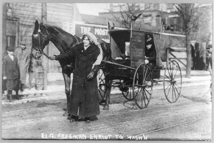 Wagon Women for suffrage had Woodstock ties