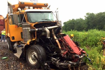 Freight train hits dump truck in Saugerties