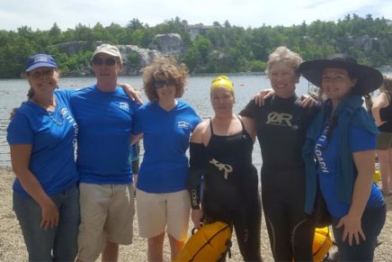 A memorial swim is held at Minnewaska for Terry Laughlin