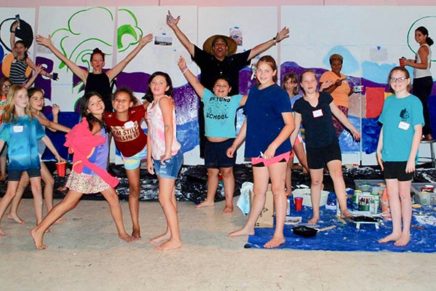 Saugerties Boys and Girls Club painting mural for bank wall