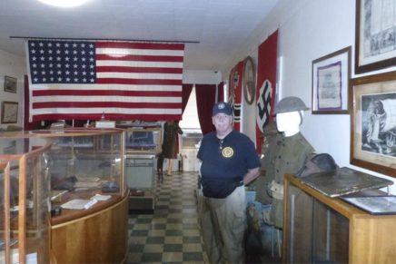 American Legion museum curator Bill Payne discusses Saugerties historical display