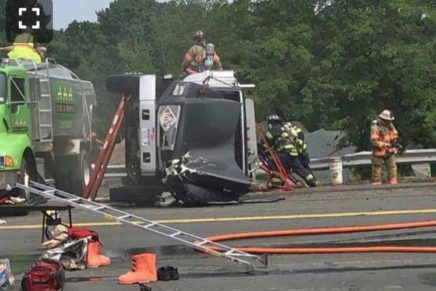 Overturned fuel truck closes 9W for six hours; prompts multi-agency response to contain spill