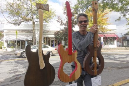 Woodstock guitar sculptures up for auction